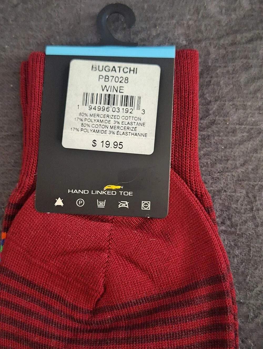 Bugatchi Red Striped Men's Casual Socks with Multicolor Accents